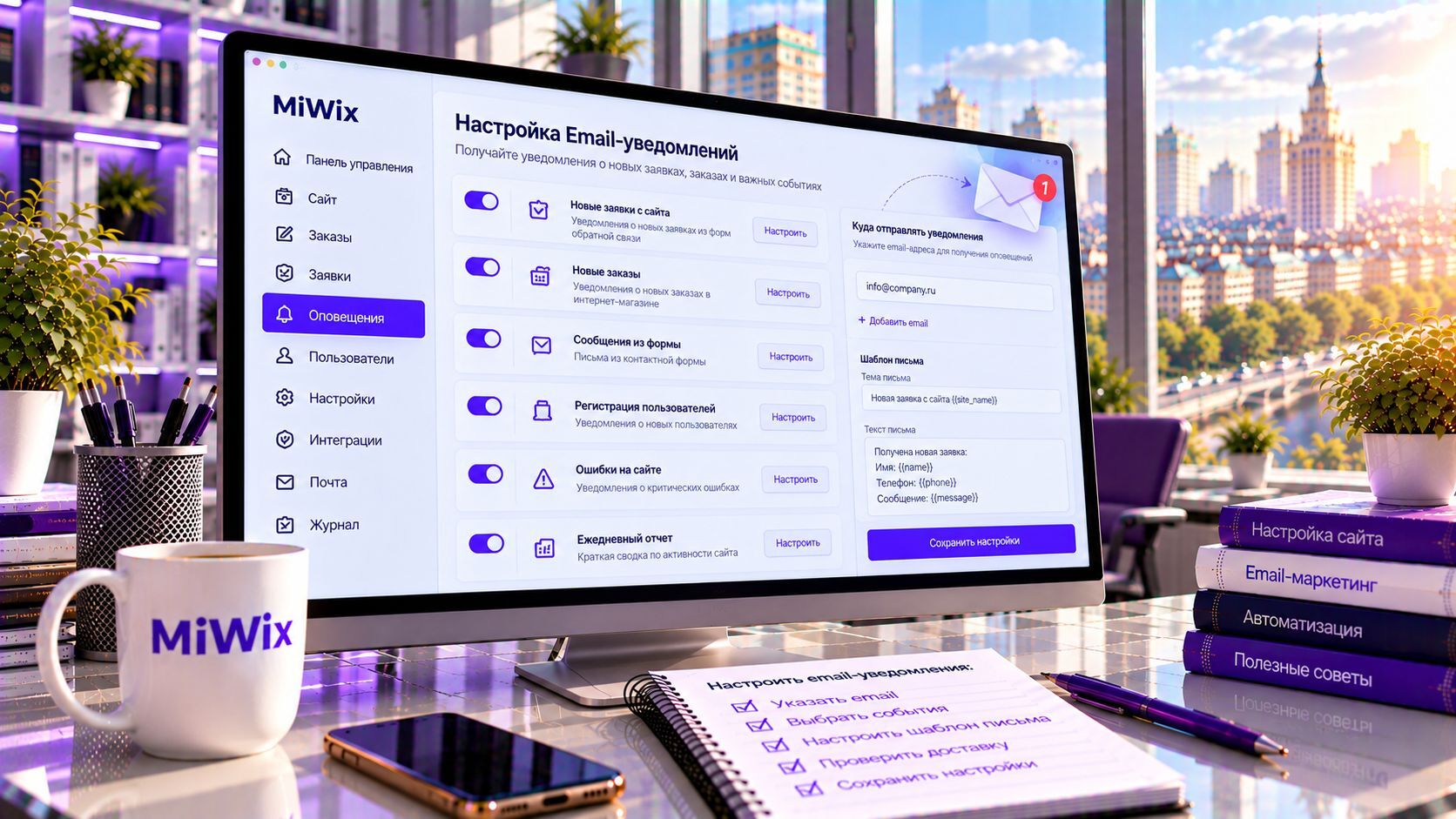 Как настроить оповещение на email?